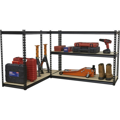 Warehouse Racking Unit with 5 Chipboard Shelves - 220kg Per Shelf - Steel Frame