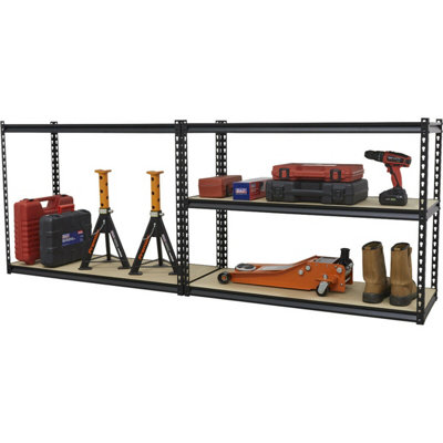 Warehouse Racking Unit with 5 Chipboard Shelves - 220kg Per Shelf - Steel Frame