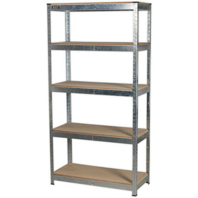 Warehouse Racking Unit with 5 MDF Shelves 350kg Per Shelf Galvanized Steel DIY at B&Q