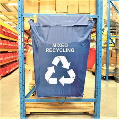 Warehouse Recycling Racking Sack - Mixed Waste - Multiple Fixing Options - Double Stitched Strength - 160 Litre Capacity