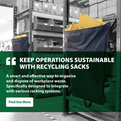Warehouse Recycling Racking Sack - Mixed Waste - Multiple Fixing Options - Double Stitched Strength - 160 Litre Capacity - 5