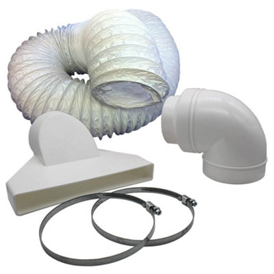 Warm Air Exhaust Kit 125mm - 5 inch Diameter with 3 Metres PVC Hose and Window Vent Attachment Price Comparisons | Compare The Build