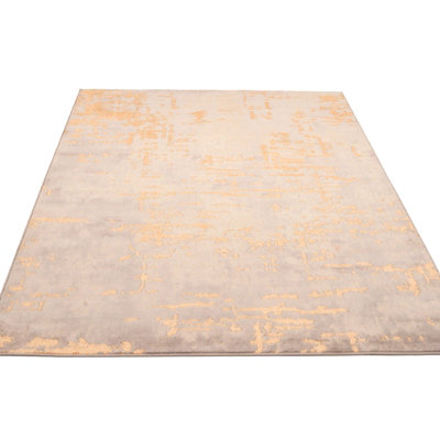 Warm Beige Brown Distressed Abstract Lustre Rug 160x230cm