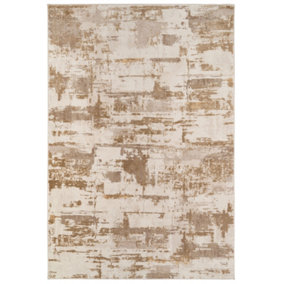 Warm Beige Distressed Abstract Area Rug 120x170cm