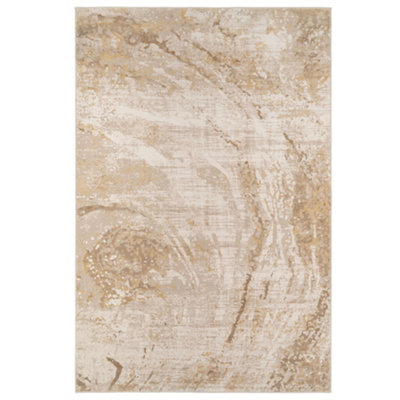 Warm Beige Distressed Galaxy Marble Area Rug 200x290cm