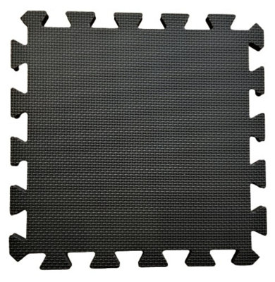 Warm Floor Interlocking Floor tiles with straight edging strips - Black - Workshops, Cabins, Sheds - 10 x 10ft