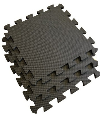 Warm Floor Interlocking Floor tiles with straight edging strips - Black - Workshops, Cabins, Sheds - 10 x 8ft