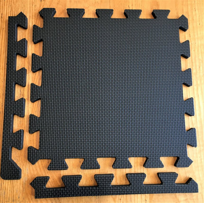 Warm Floor Interlocking Floor tiles with straight edging strips - Black - Workshops, Cabins, Sheds - 18 x 12ft
