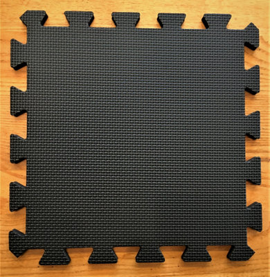 Warm Floor Interlocking Floor tiles with straight edging strips - Black - Workshops, Cabins, Sheds - 5 x 2ft