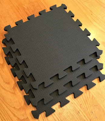 Warm Floor Interlocking Floor tiles with straight edging strips - Black - Workshops, Cabins, Sheds - 5 x 2ft
