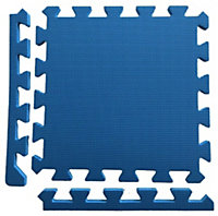 Warm Floor Interlocking Floor tiles with straight edging strips - Blue - Playhouse, Summerhouse, Wendy House - 10 x 10ft