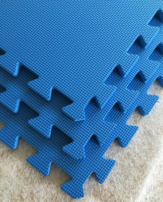 Warm Floor Interlocking Floor tiles with straight edging strips - Blue - Playhouse, Summerhouse, Wendy House - 6 x7ft