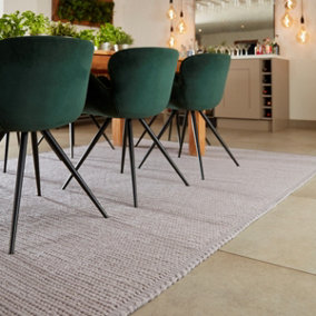 Warm Grey Wool Modern , Plain Rug Easy to clean Living Room and Bedroom-120cm X 170cm