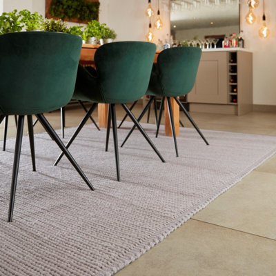 Warm Grey Wool Modern , Plain Rug Easy to clean Living Room and Bedroom-160cm X 230cm