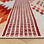 Warm Orange Terracotta Tribal Geometric Low Pile Soft Living Area Runner Rug 60x240cm