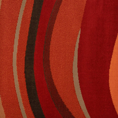 Warm Red Terracotta Wave Living Room Rug 60x110cm