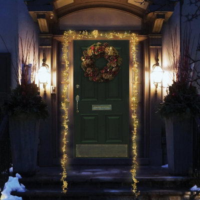 Warm White Door or Archway String Lights - Indoor Outdoor Festive Christmas Fairy Lighting with 880 LEDs & 8 Functions - L5.5m