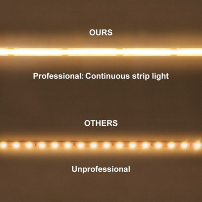 Warm White LED Tape Strip Light 10 Metres 24V Continuous COB Illumination IP20 with Driver