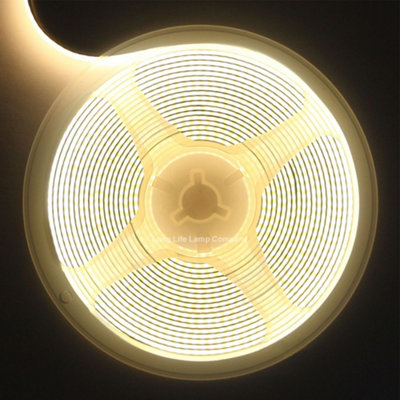 Warm White LED Tape Strip Light Continuous COB Illumination 5 Metres 12V with Driver