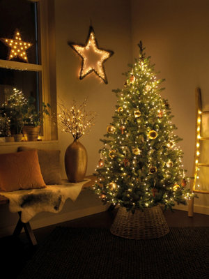 Warm White Micro LED 6ft Christmas Tree Lights Green Wire 408 LEDs