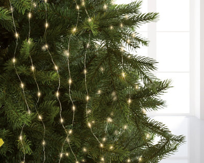 Warm White Micro LED 6ft Christmas Tree Lights Silver Wire 408 LEDs
