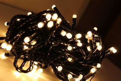 Warm White with Black Cable Connectable indoor outdoor Waterproof LED String Lights (500 LED's (50m), Battery Box)