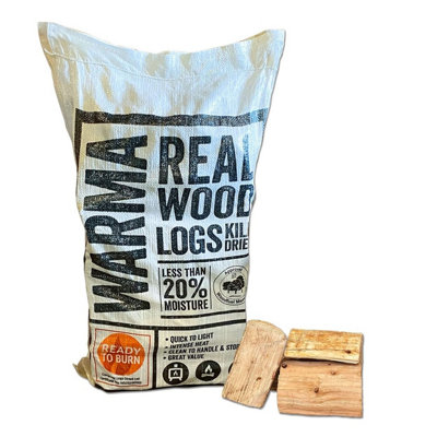 Warma Kiln Dried Firewood Logs Wood Burner Real Wood Softwood Logs 10-12kg Sack