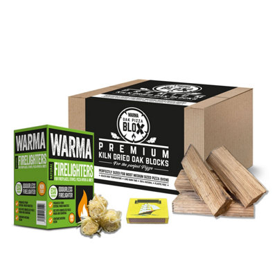 Warma Kiln Dried Hardwood Portable Oven Fuel Fire Logs Oak Wood Pizza Blox Bundle