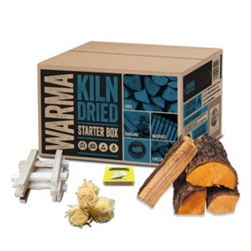 Warma Kiln Dried Hardwood Ready to Burn Chimenea Stove Fuel Logs Kindling Starter Box