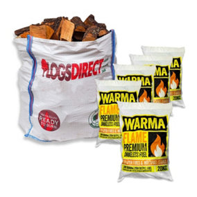 Warma Smokeless Coal Kiln Dried Hardwood Logs Firepit Burner Pizza Oven Fuel Bundle