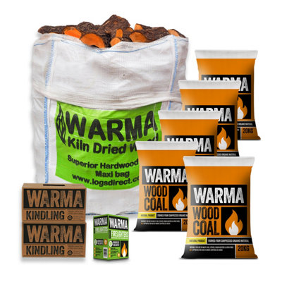 Warma Smokeless Fuel Wood Coal Kiln Dried Hardwood Logs Kindling Eco