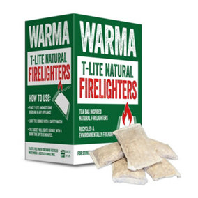 Warma T-lite Natural Firelighters 20 Teabag Fire Starters For Log Burners Pizza Ovens BBQs & Chimeneas