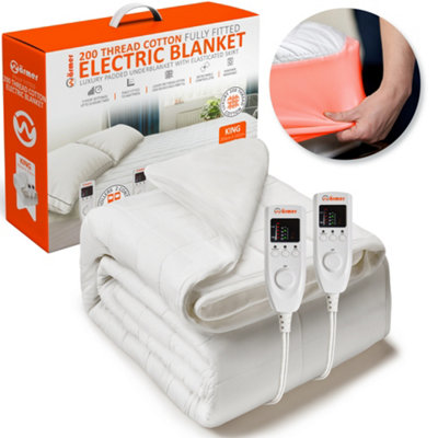 Buy WARMER 200 Thread Cotton Fully Fitted Electric Blanket King Size DIY at B&Q
