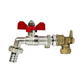Warmer System 1/2 inch Butterfly Handle Garden Tap with Check Valve and Wallplate Elbow Fixture