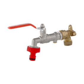 Warmer System  1/2 inch Outside Garden Tap with Check Valve and Wallplate Elbow Lever Handle and Hose Connector