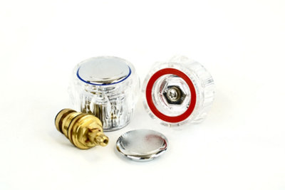 Pair Of Chrome Tap Head Covers For Hot & Cold Taps - 1/2" Top Head Replacement