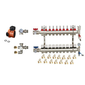 Warmer System Underfloor Heating 10 Port PSW Manifold with Manual Pump and Blending Valve Set