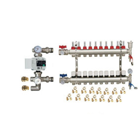 Warmer System Underfloor Heating 10 Port PSW Manifold with Wilo Para Pump and Blending Valve Set
