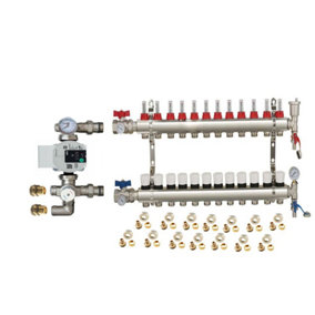 Warmer System Underfloor Heating 12 Port PSW Manifold with Wilo Para Pump and Blending Valve Set