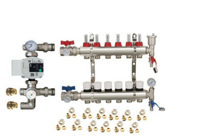 Warmer System Underfloor Heating 6 Port PSW Manifold with Wilo Para Pump and Blending Valve Set
