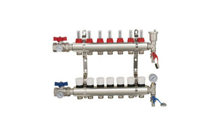 Warmer System Underfloor Heating 7 Port Manifold with 'A' Rated Auto Pump GPA25-6 III and Blending Valve Set