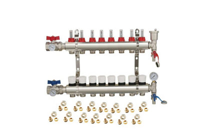 Warmer System Underfloor Heating 8 Port PSW Manifold with Grundfos Pump and Blending Valve Set