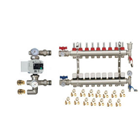 Warmer System Underfloor Heating 9 Port PSW Manifold with Wilo Para Pump and Blending Valve Set