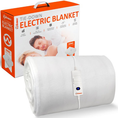 WARMER Tiedown Electric Blanket with 3 Heat Settings and 2 Controllers
