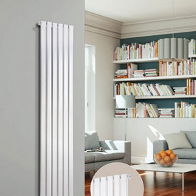 Warmhaus ARIES Flat profile single panel vertical radiator in white 1600 (h) x 218 (w)