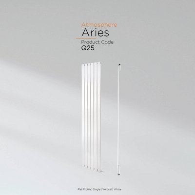 Warmhaus ARIES Flat profile single panel vertical radiator in white 1600 (h) x 292 (w)