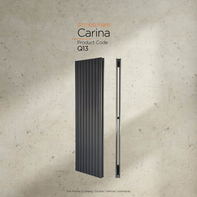 Warmhaus Carina Flat profile double panel vertical radiator in anthracite 1800 (h) x 295 (w)