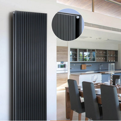 Warmhaus Columba D profile double panel vertical radiator in anthracite 1800 (h) x 300 (w)