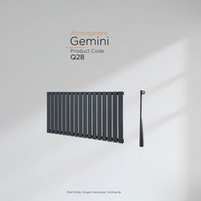 Warmhaus GEMINI Flat profile single panel horizontal radiator in anthracite 600 (h) x 1402 (w)