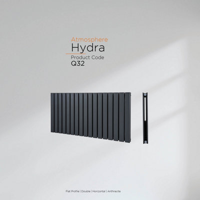Warmhaus HYDRA Flat profile double panel horizontal radiator in anthractie 600 (h) x 440 (w) Price Comparisons | Compare The Build